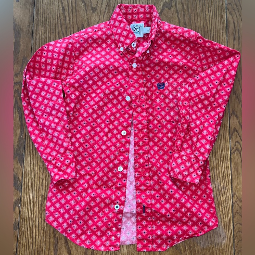 Cinch Boys Cinch Red Print Button-Down Shirt size XS 4-5